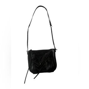 She + Lo black leather crossbody bag edgy distressed vibes chain detail